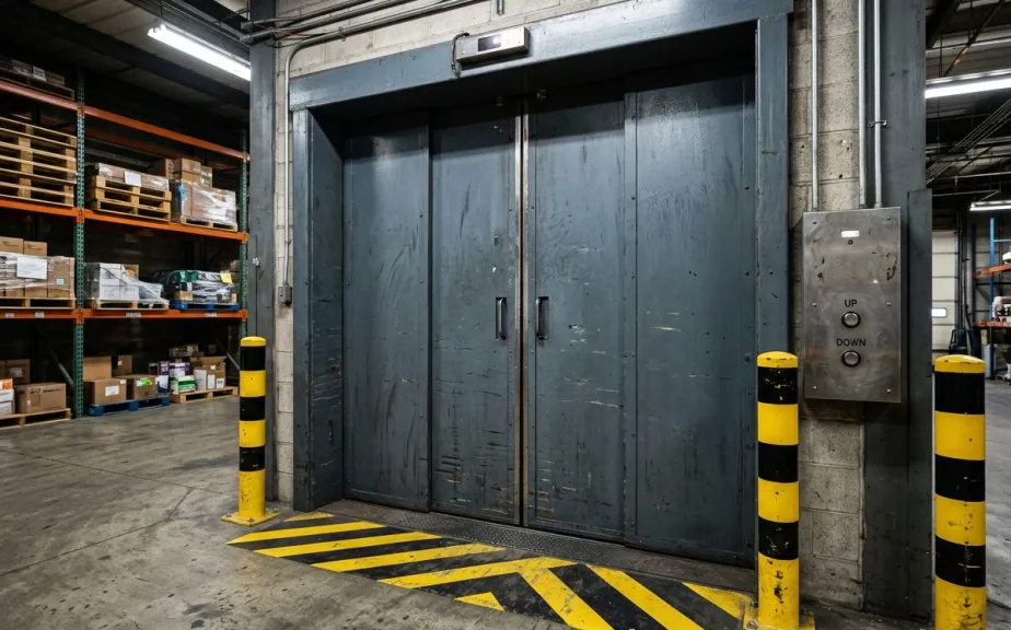 Heavy-duty goods lift in a Marsa warehouse